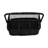 Black Rattan And Bamboo Caddy Basket