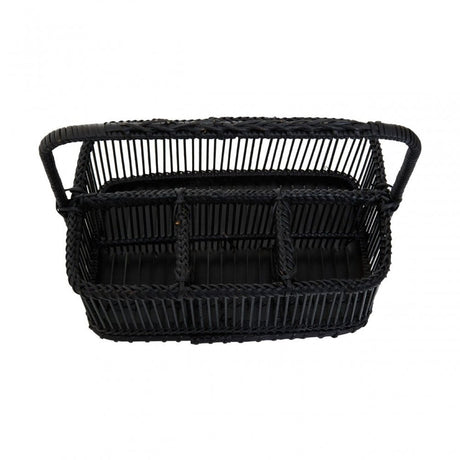 Black Rattan And Bamboo Caddy Basket