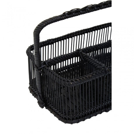 Black Rattan And Bamboo Caddy Basket