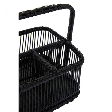 Black Rattan And Bamboo Caddy Basket