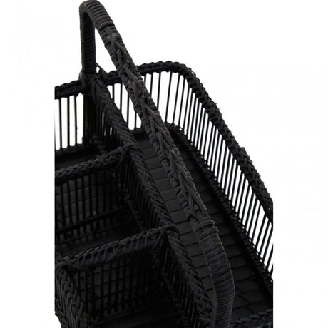 Black Rattan And Bamboo Caddy Basket