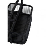 Black Rattan And Bamboo Caddy Basket