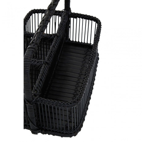 Black Rattan And Bamboo Caddy Basket