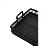 Rectangular Black Rattan And Bamboo Tray