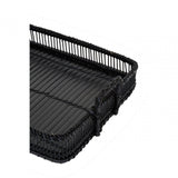 Rectangular Black Rattan And Bamboo Tray