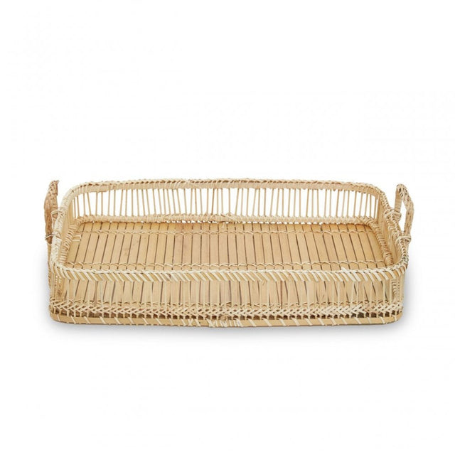 Rectangular Natural Rattan And Bamboo Tray