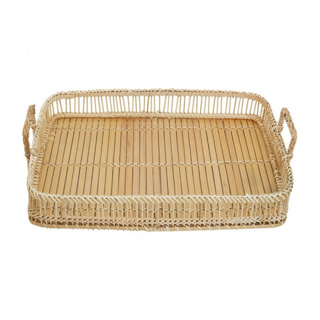 Rectangular Natural Rattan And Bamboo Tray