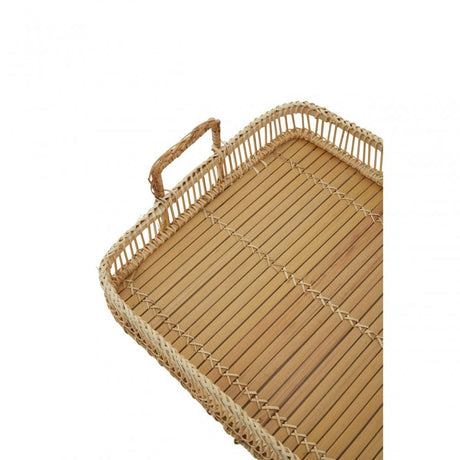 Rectangular Natural Rattan And Bamboo Tray