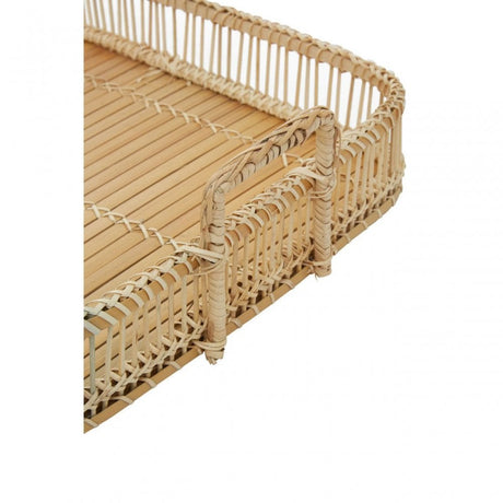 Rectangular Natural Rattan And Bamboo Tray