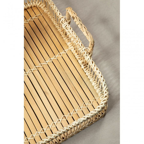 Rectangular Natural Rattan And Bamboo Tray