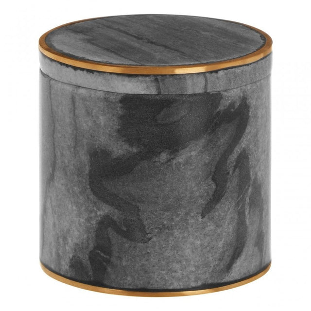 Grey Marble Brass Storage Pot