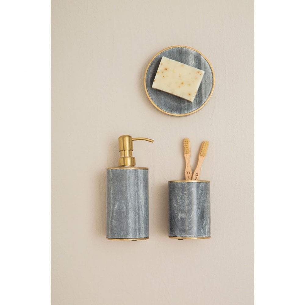 Grey Marble Brass Soap Dish