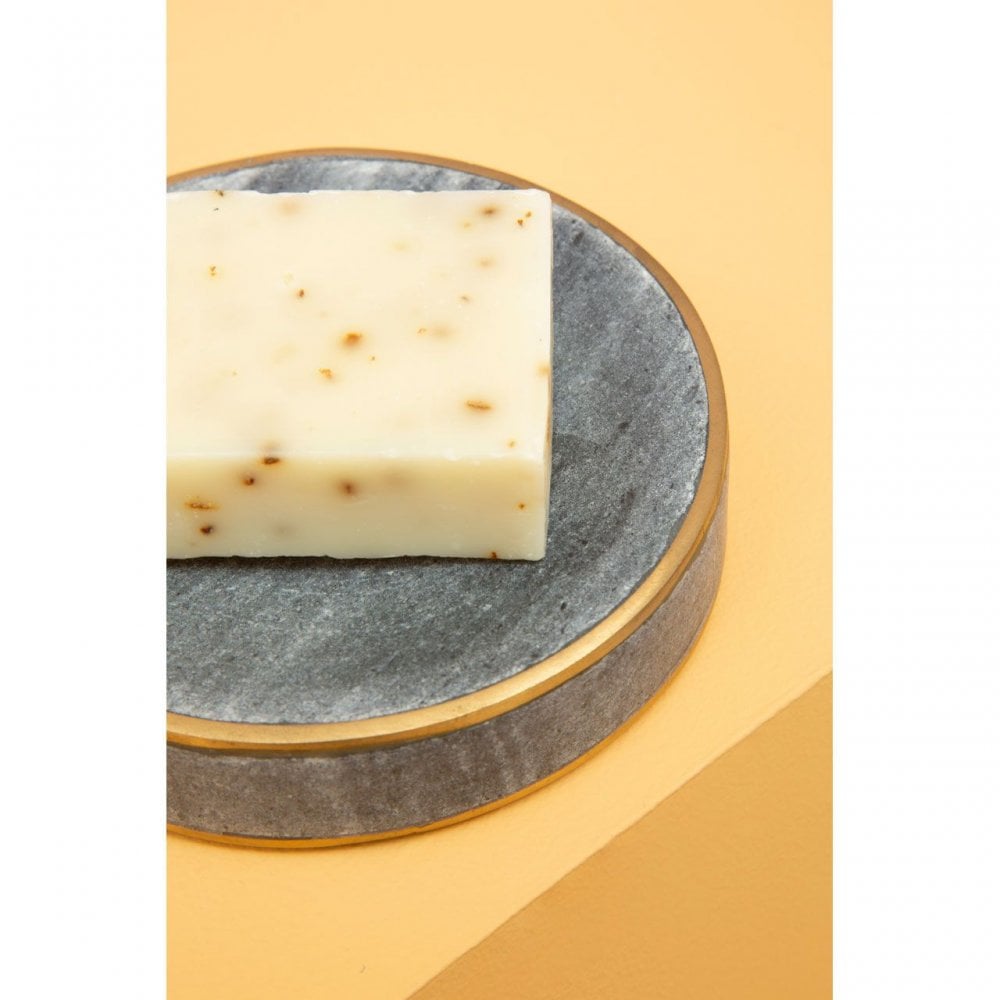 Grey Marble Brass Soap Dish