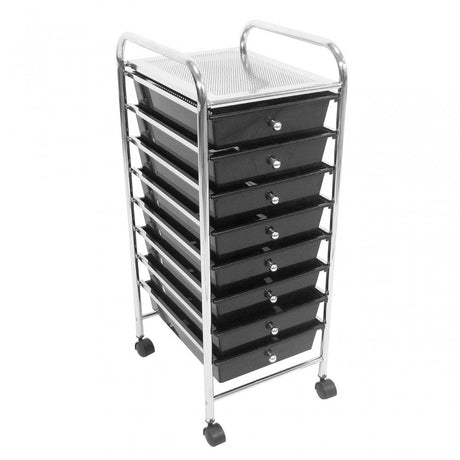 8 Black Plastic Drawers Trolley
