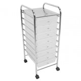 8 White Plastic Drawers Trolley