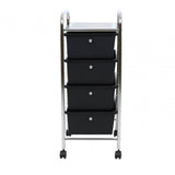 4 Black Plastic Drawers Trolley