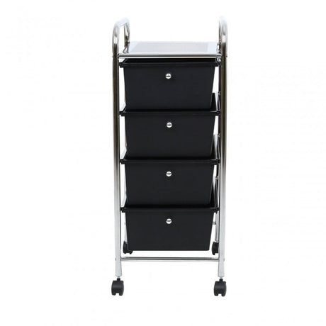 4 Black Plastic Drawers Trolley