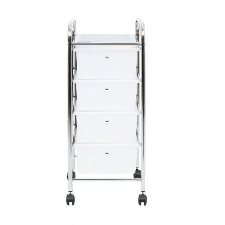 4 White Plastic Drawers Trolley