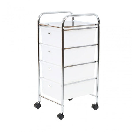 4 White Plastic Drawers Trolley