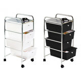 4 White Plastic Drawers Trolley