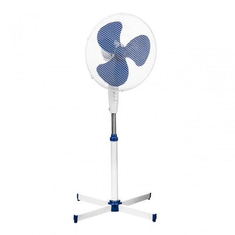 White And Blue Floor Standing Fan