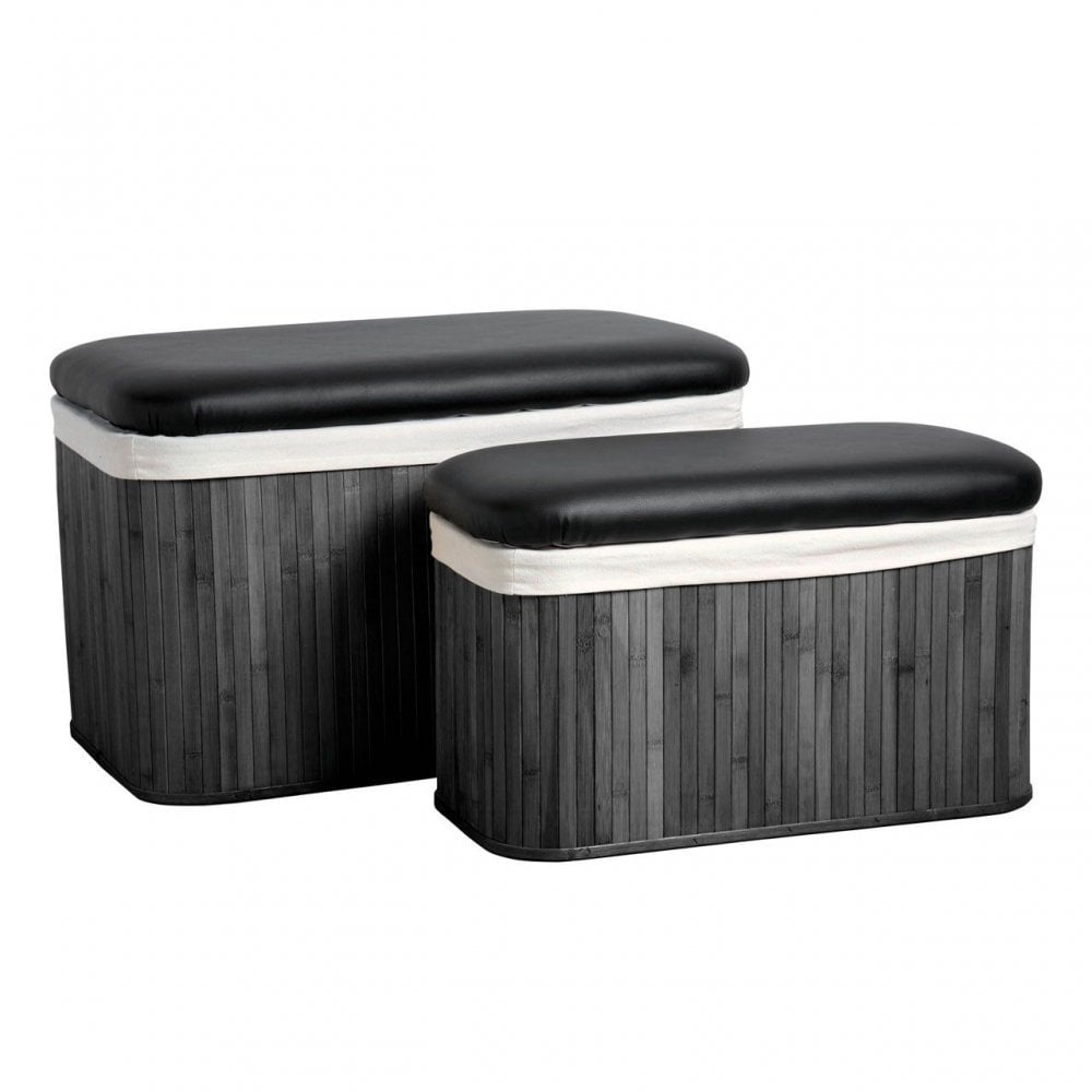 Ottoman Black Bamboo Storage Seats