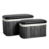 Ottoman Black Bamboo Storage Seats