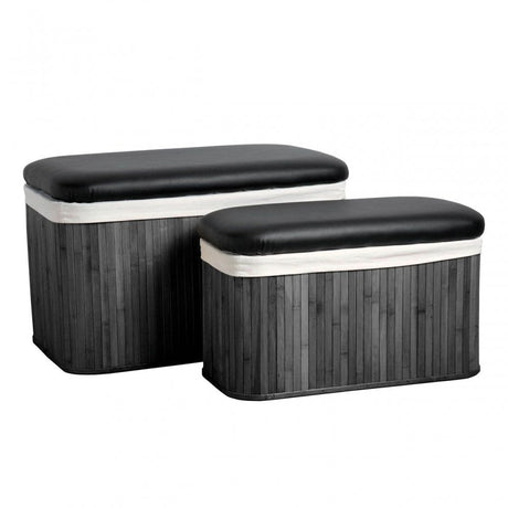 Ottoman Black Bamboo Storage Seats
