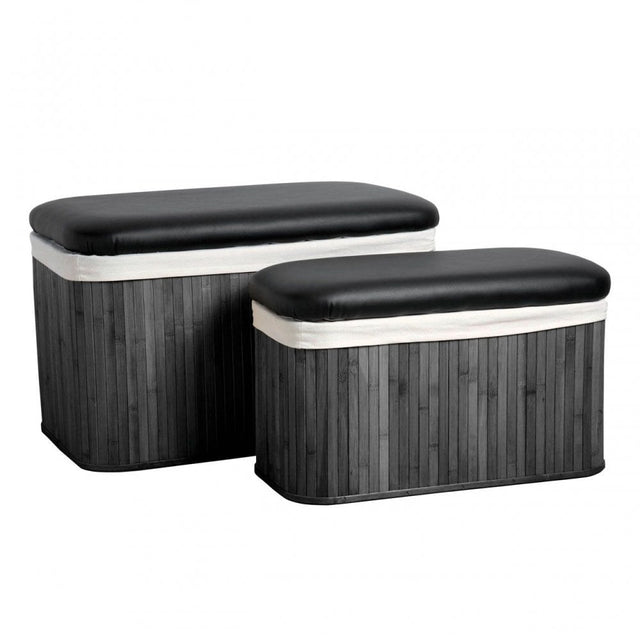 Ottoman Black Bamboo Storage Seats