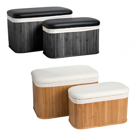 Ottoman Black Bamboo Storage Seats