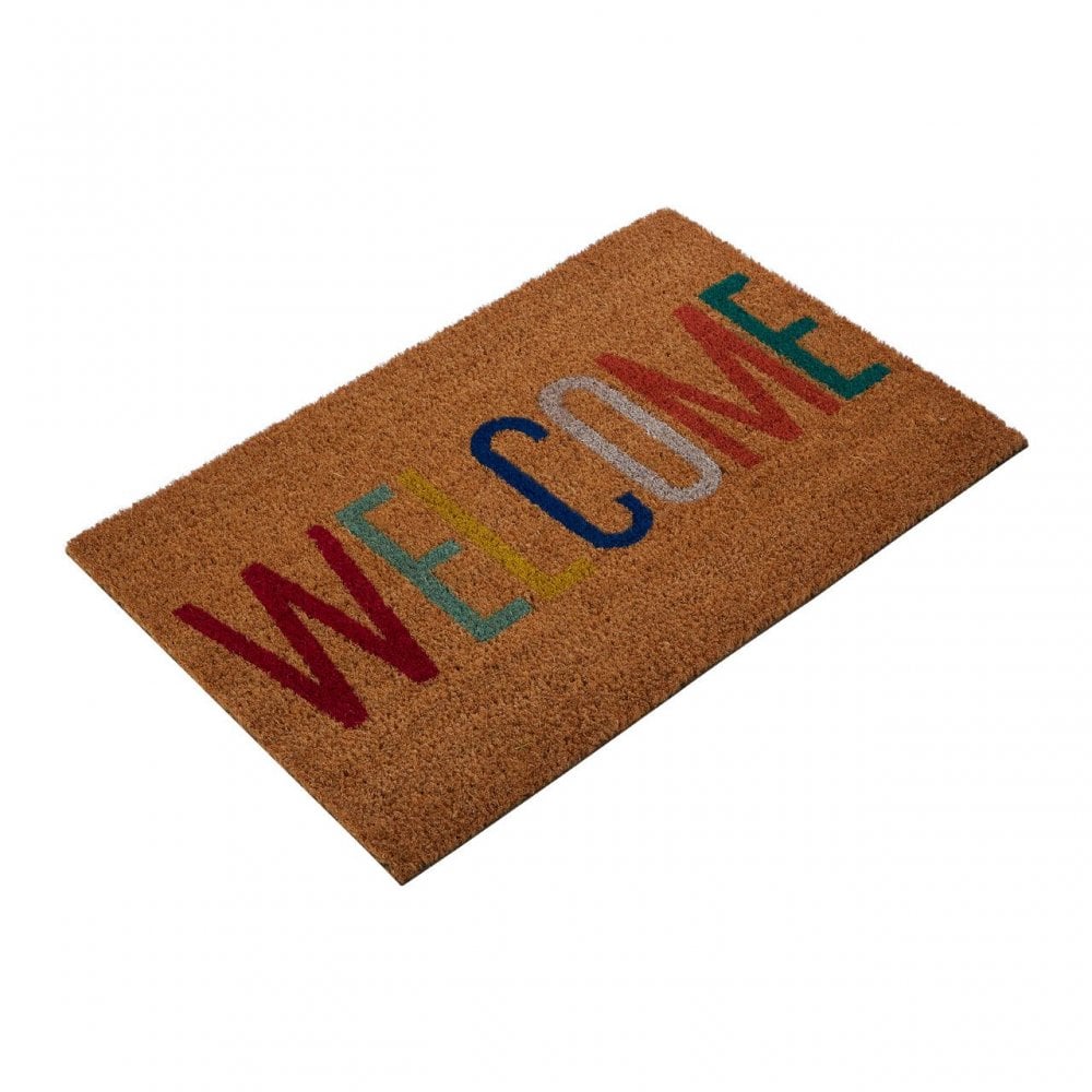 Welcome Natural And Multi-Colour Doormat