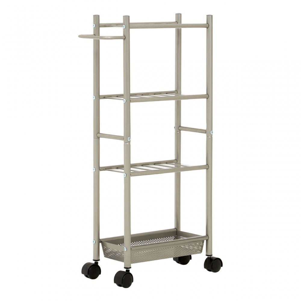 4 Tier Trolley Brush Nickel With Basket