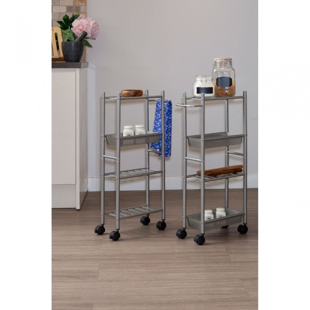 4 Tier Trolley Brush Nickel With Basket