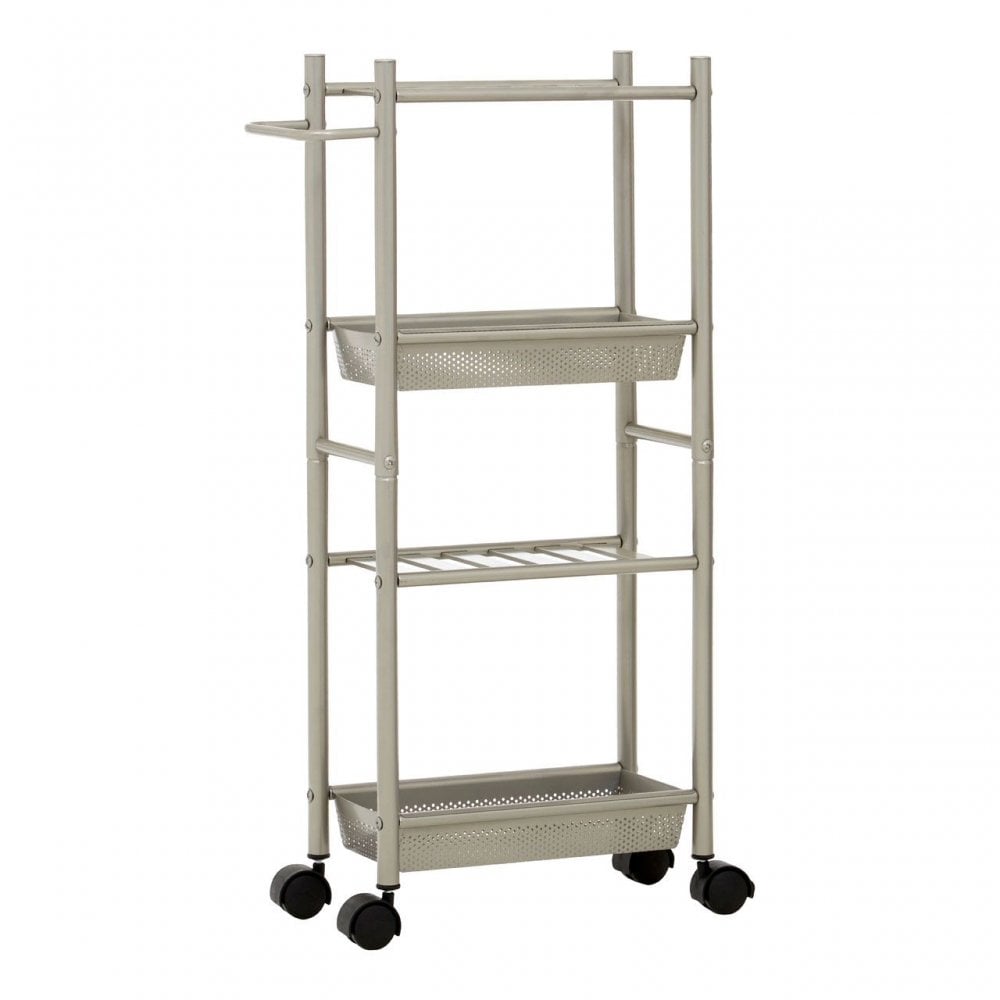 4 Tier Brush Nickel Trolley With 2 Baskets