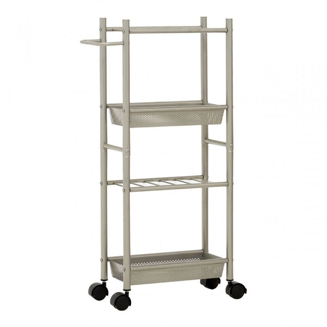4 Tier Brush Nickel Trolley With 2 Baskets