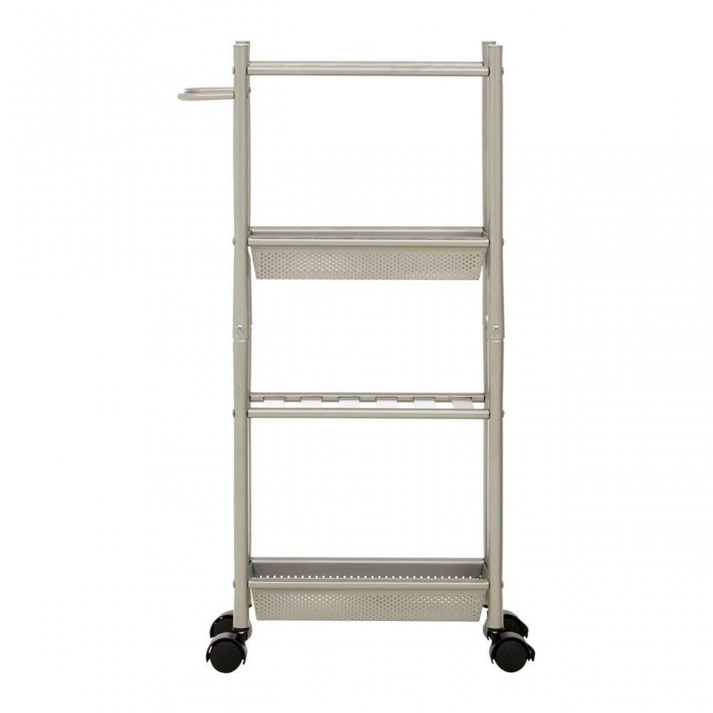 4 Tier Brush Nickel Trolley With 2 Baskets