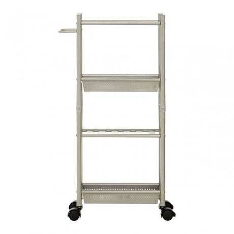 4 Tier Brush Nickel Trolley With 2 Baskets