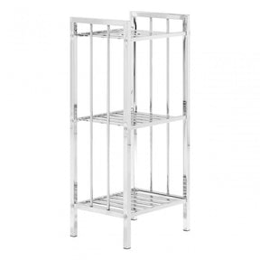 3 Tier Chrome Shelf Unit With Slatted Sides