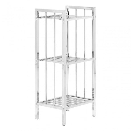 3 Tier Chrome Shelf Unit With Slatted Sides