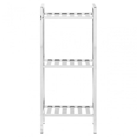 3 Tier Chrome Shelf Unit With Slatted Sides