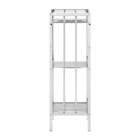 3 Tier Chrome Shelf Unit With Slatted Sides