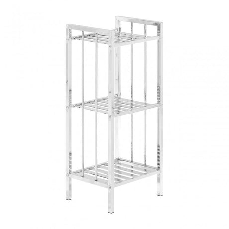 3 Tier Chrome Shelf Unit With Slatted Sides