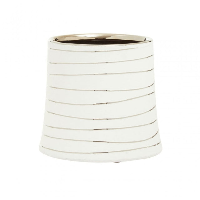 Haldis Small White Silver Ceramic Planter
