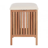 Walnut Wood Storage Stool With Seat Pad