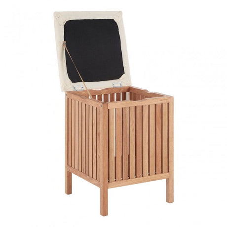 Walnut Wood Storage Stool With Seat Pad