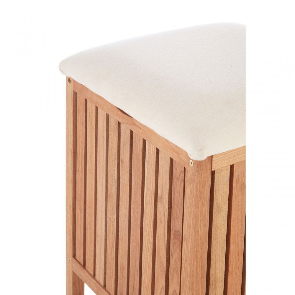Walnut Wood Storage Stool With Seat Pad