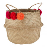 Small Seagrass Pom Pom Basket