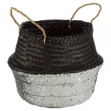 Black / Silver Small Seagrass Basket