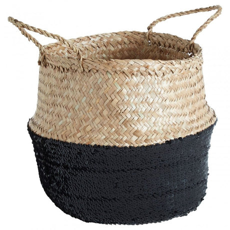 Black / Natural Small Seagrass Basket