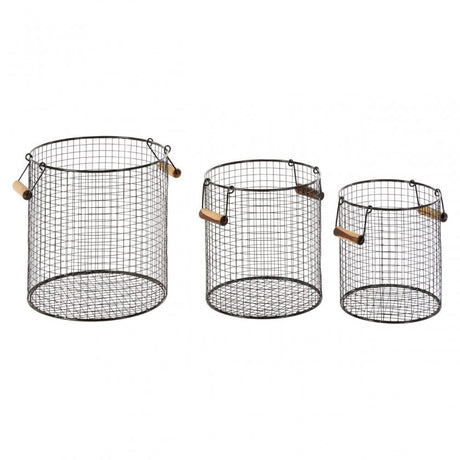 Black Wire Storage Baskets – Set Of 3